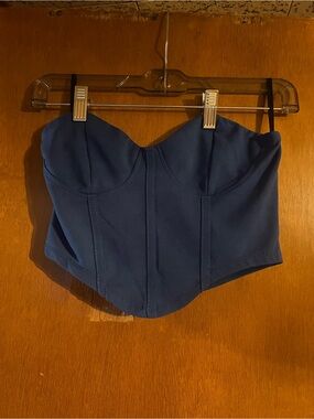 SHEIN Blue Ribbed Crop Top